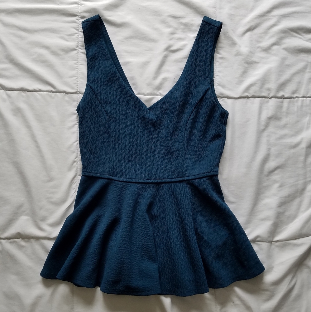 Forever 21 Peplum Emerald/Green Dressy Work Top